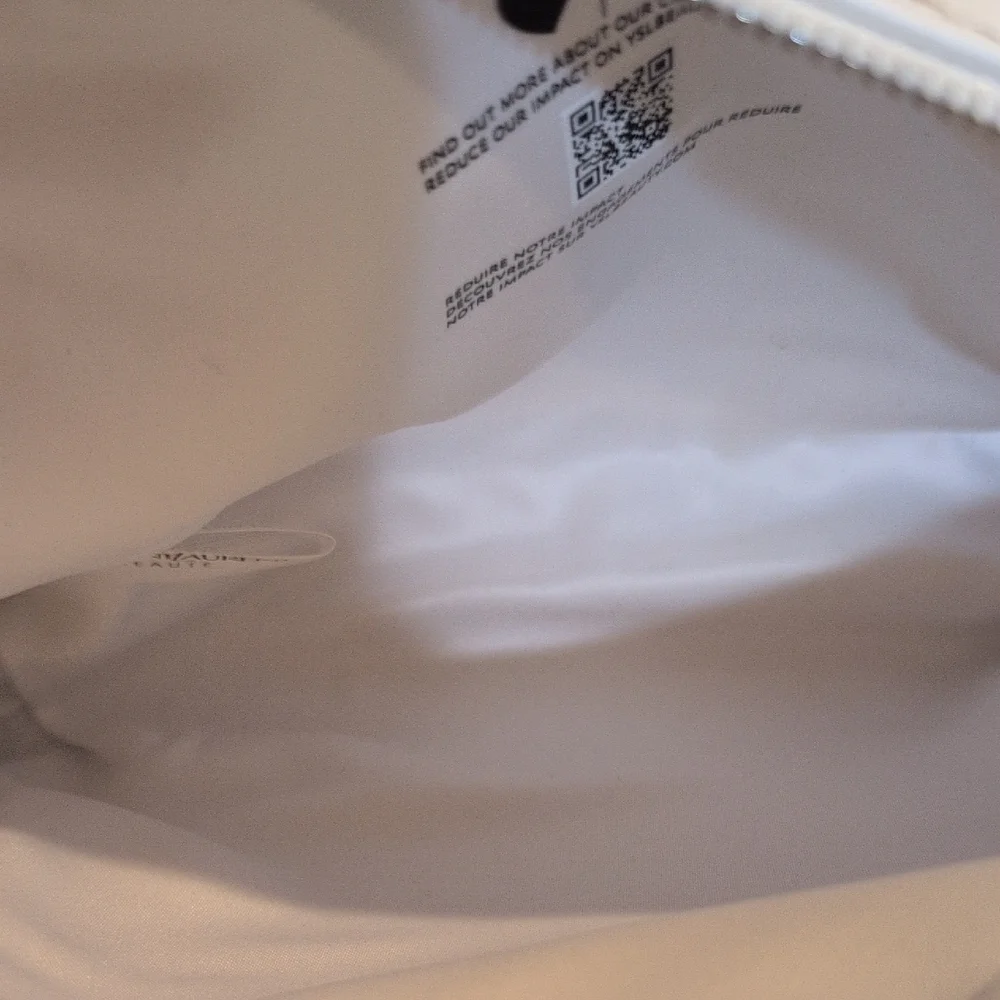 Yves Saint Laurent Beaute White and Gold Cosmetic Bag New Unused